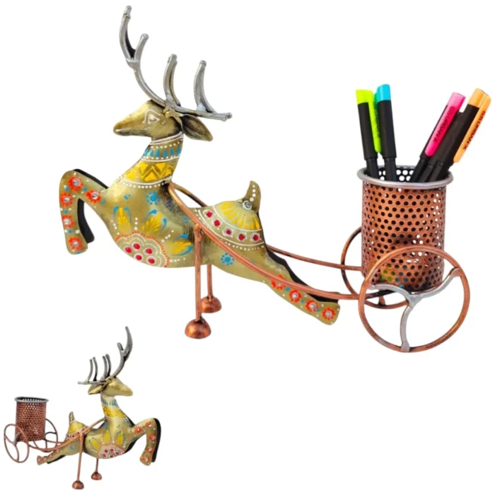 Iron Deer Rikshaw Pen Stand