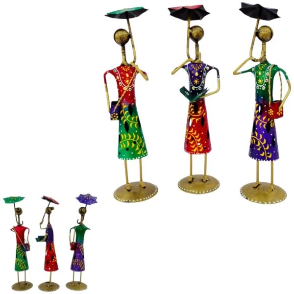 Iron Small Umbrella Lady (Set of 3)