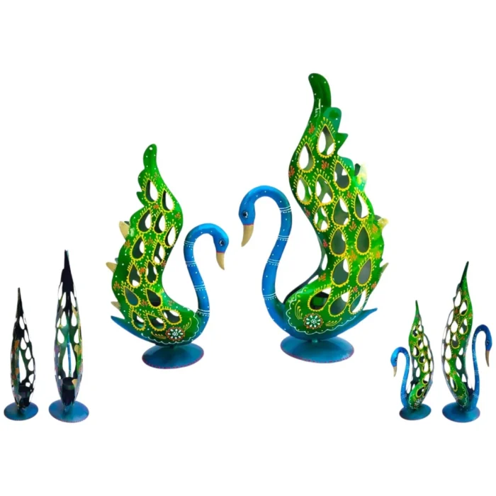Iron Peacock Candle Tlight (Set of 2)